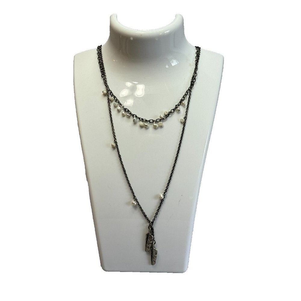 J Jill Long Layered Silver Necklace Southwestern Style With Feather Charms - Picture 7 of 12